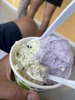 Three scoops - mung beans, taro and black sesame.