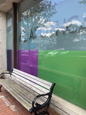 storefront w bench