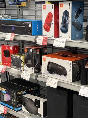 Many Bluetooth speakers and accessories