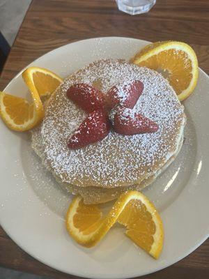 Oranges were great. Pancakes were very thick. Nice presentation