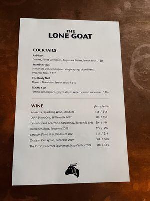 Other side of menu