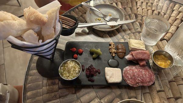 The Charcuterie board is simple but delicious and enough for two.