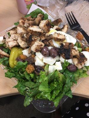 Greek chicken salad from the grill.