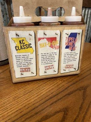 KC classic - their worst sauce in the bunch a weird taste heavy bbq flavor   Bay-b-que - the most bbq flavor in this sauce very good