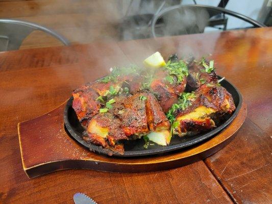 Smoking plate of delicious Tandoori Chicken