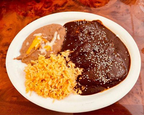 Rice and beans,  Mole Abuelita chicken