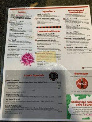 Other side of menu