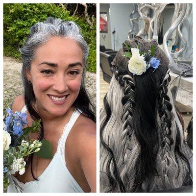 Front and back of my wedding hair do!