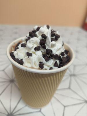 Hot cocoa with a scoop of ice cream