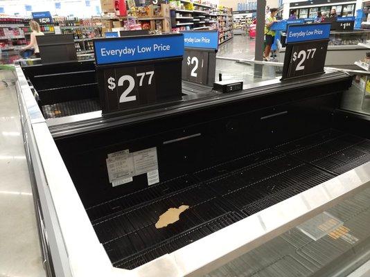 Empty frozen food bins