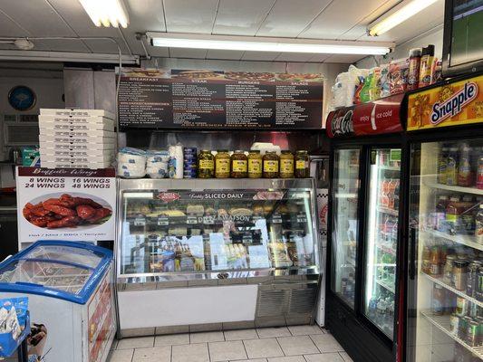 Deli case & ice cream , milkshake and fresh squeezed juices