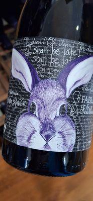 Wine label with Alice's White Rabbit