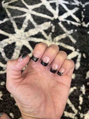 My beautiful black tip acrylic nails!