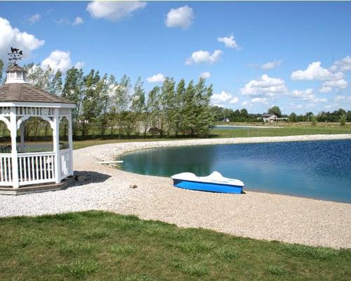 View of our fenced in pond