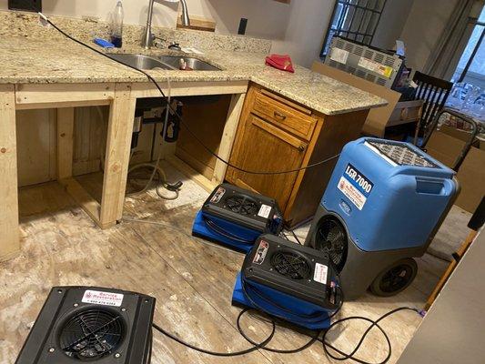 My kitchen with 4 dehumidifier