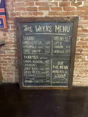 Weekly menu.