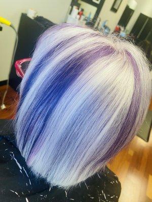 Client purple lowlights by Monica