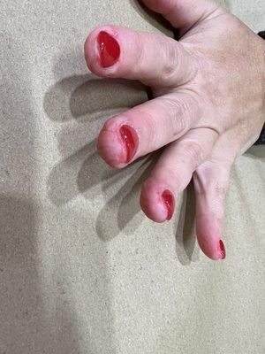 Close up of a finished dip manicure