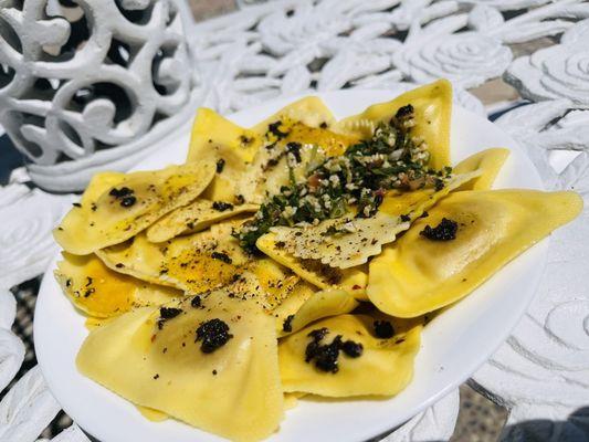 Truffles on vegetarian raviolis