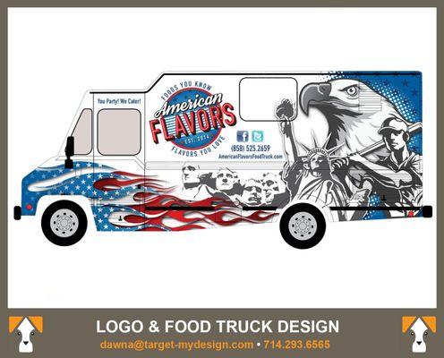 American Flavors Logo and Food Truck Design