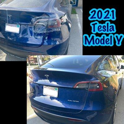 2021 Tesla Model Y. Liftgate and tail light replacement with new Tesla parts.