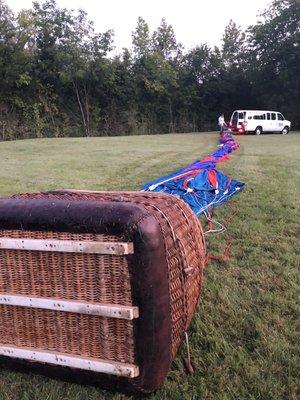 Preparing the balloon.