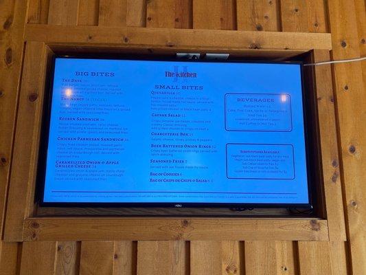 Menu as of April 2023