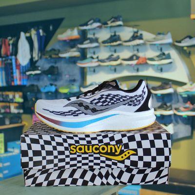 Check out these stylish Saucony Endorphin running shoes at Bikes Palm Beach.