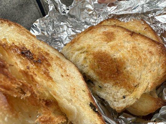 Garlic bread with pepper flakes.  Perfection!