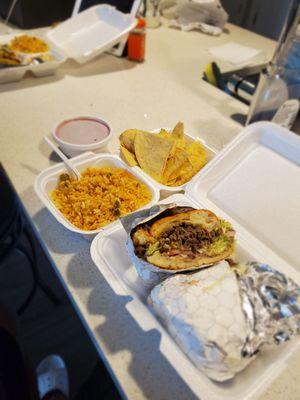 Steak torta with rice