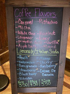 Drink menu