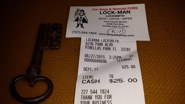 One local locksmiths  quoted  $500 plus to try. Bill at Lockman opened in 20 min for a total of $25!!