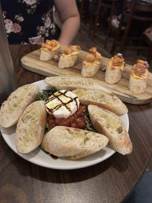 Burrata and shrimp bruschetta