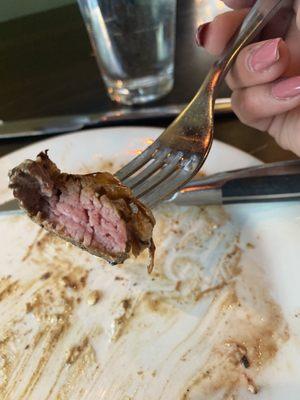 "Medium rare steak"