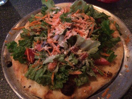 Salad Pizza... YUM!  The Pit Stop Cafe's Delicious Pizzas are one of Milford's best kept secret.  Try one, you won't be disappointed.