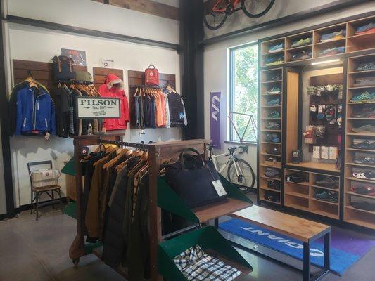 The retail space inside our bike shop showcases just a few of our favorite brands and items.