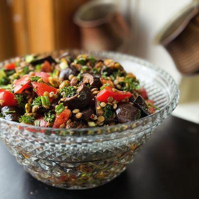 Eggplant and Lentil salad