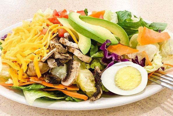 Close up of Mexican Cobb salad goodies