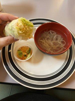 Spring roll and soup