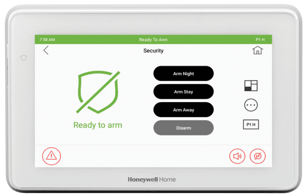 Honeywell's touchscreen keypad with a 7 inch full color display and a built-in Z-wave home automation controller.