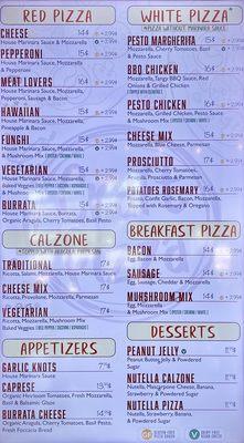 Menu as of April 2023.