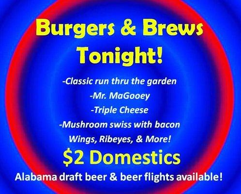 Wednesday night is Burgers & Brews