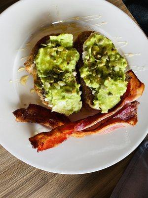 Avocado toast and bacon