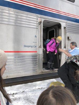 Boarding and de-boarding at Glenwood Springs station