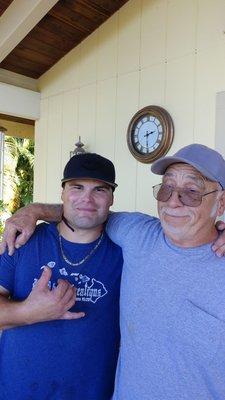 The master plumber Al, passing on his expert trade to his grandson, Justin. A dynamic duo