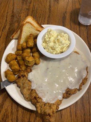 Monday chicken fried steak special. $8.99. Good stuff.