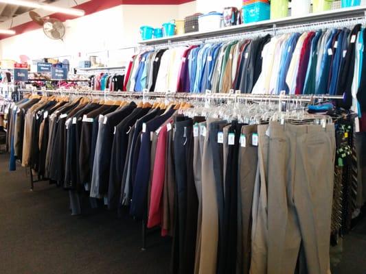 A pretty good selection of men's clothes.