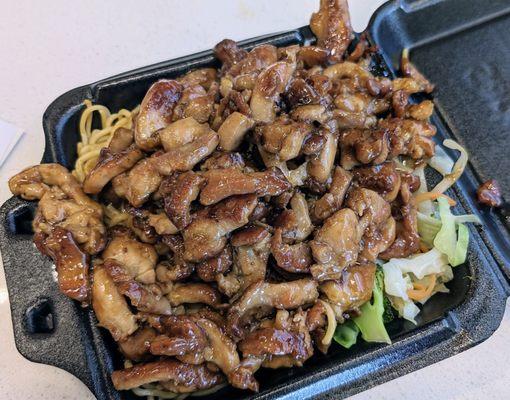 Chicken teriyaki with noodles and extra chicken