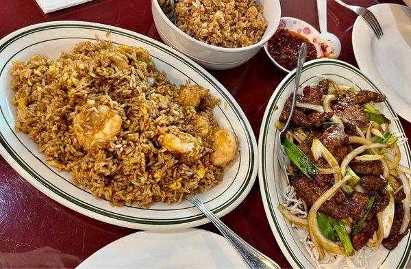 Mongolian Beef and Shrimp Fried Rice