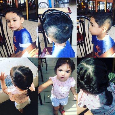 These are the fantastic hair cuts my babies received today at lilies & spikes.